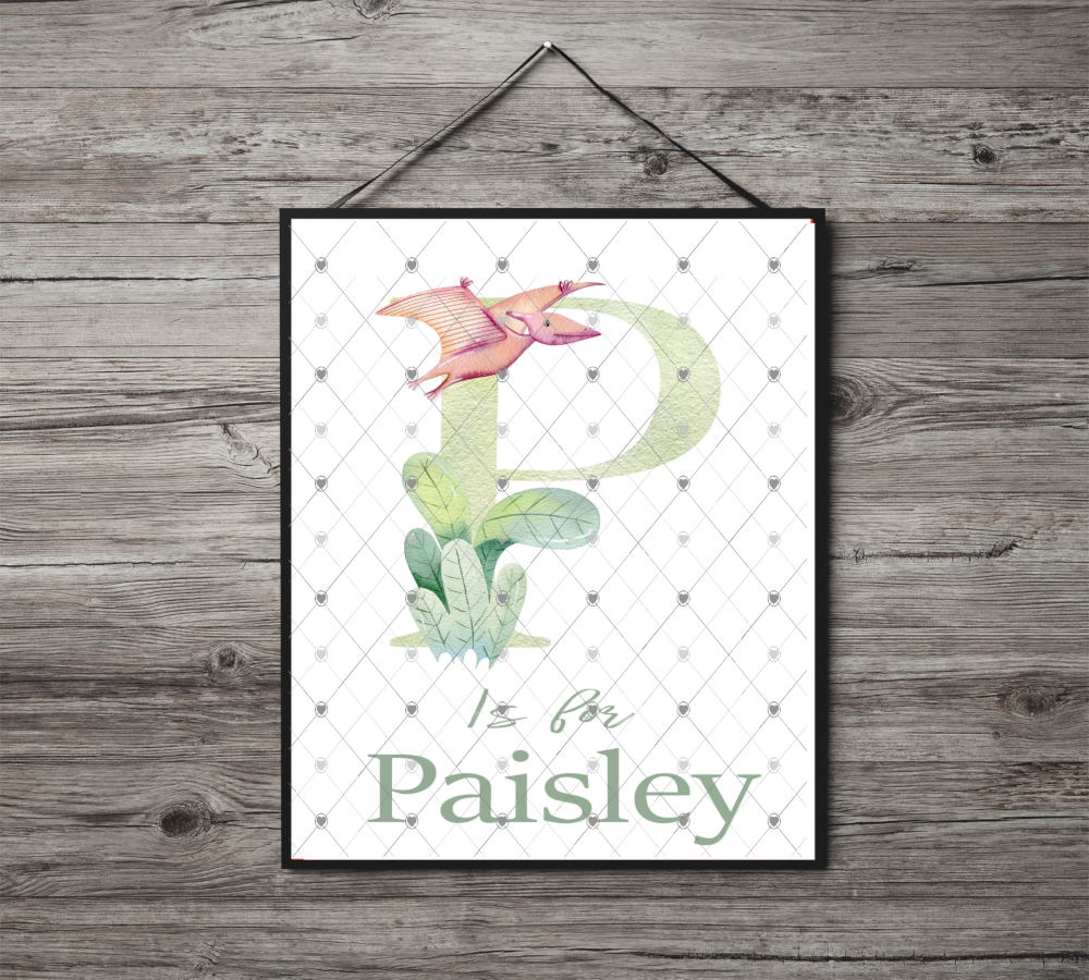 Dinosaur Initial Name Print, Letter P Custom Print, Letter P - Click Image to Close